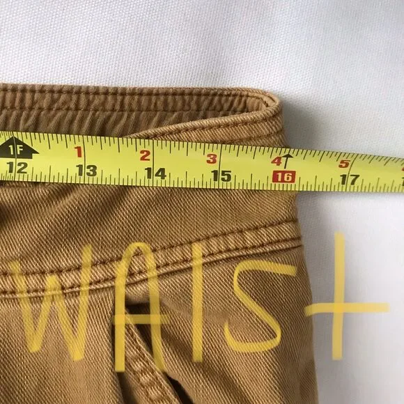 Free People Yellow Pleated Cotton Cropped Denim Casual Pants NWOT 12 - Picture 6 of 10